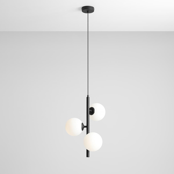 Zwisająca lampa salonowa Fin 1120E1_S Aldex kule bańki szklana czarna
