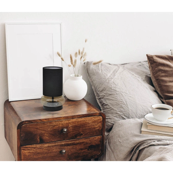 Stołowa lampka z abażurem Epiro TB-43648-BL-AMB Italux czarny bursztynowy