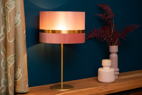 Lampa biurkowa Tusse 10509/81/66 Lucide abażur len różowa złota