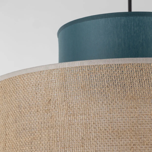Ekologiczna zwisająca lampa Duo 3256 tuba z naturalnej juty zielony