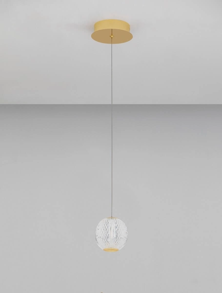 Glamour lampa wisząca LE42690 LED 4,2W kula kryształowa do salonu złota