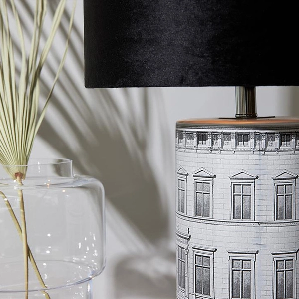 Abażurowa LAMPA stołowa ICHI 108103 Markslojd stojąca LAMPKA ceramiczna stojąca czarna szara