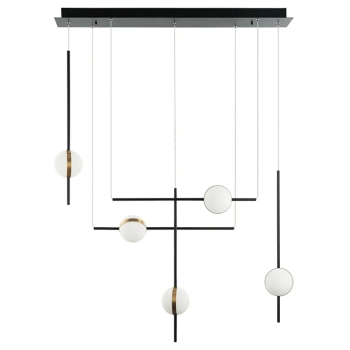 Designerska lampa wisząca 2001 linie kule do jadalni czarny