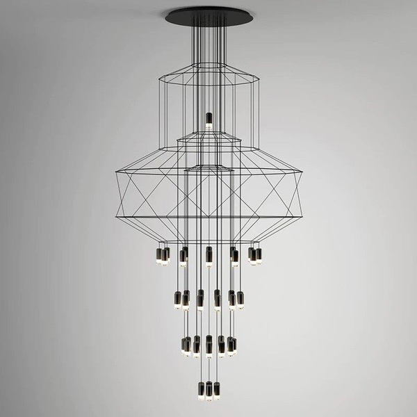 Metalowy żyrandol ażurowy Linea SXT100-43P Step geometryczny czarny