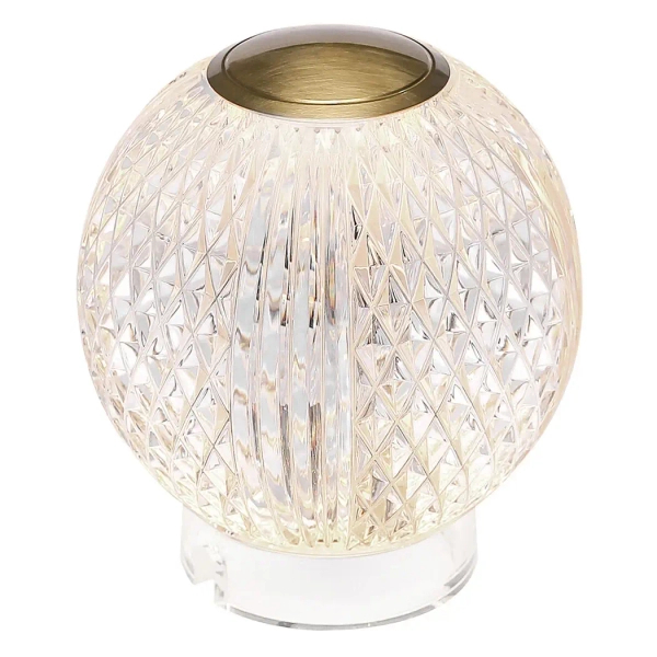 Szklana stołowa lampa Marni QN-MARNI-TL-S-NBR LED 12W 3000K kula mosiądz