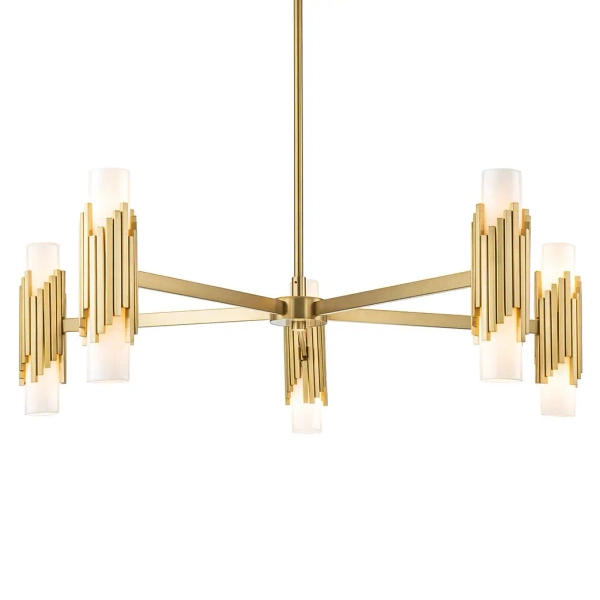 Lampa wisząca glamour Marvele MARVELE10-AB-OPAL tubki mosiądz