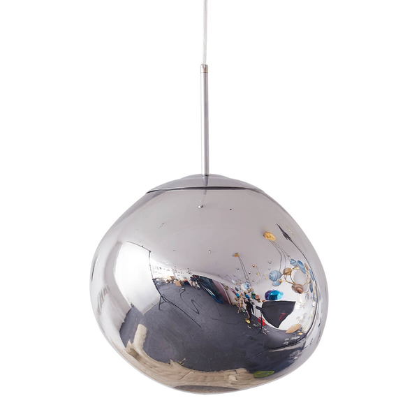 Połyskująca lampa wisząca GLAM MP-1239-380 chrome bańka ognista srebrna