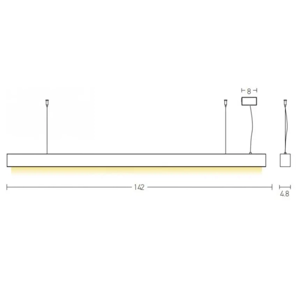 Liniowa lampa wisząca 22210 LED 45W 3000K podłużna brązowy