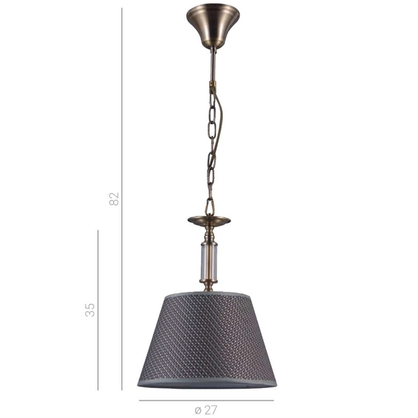 LAMPA wisząca ZANOBI PND-43272-1 Italux abażurowa OPRAWA klasyczny ZWIS na łańcuchu brąz antyczny szary