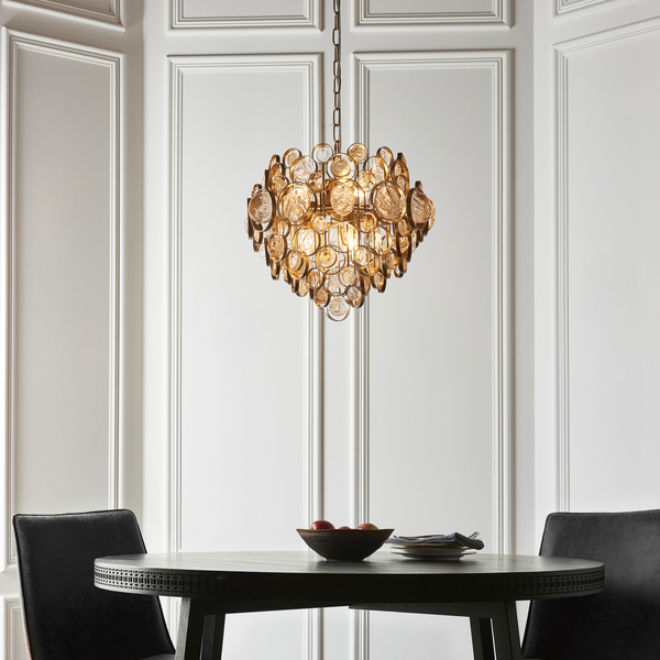 Lampa wisząca L&-191989 Light& monety szklane bursztynowe złota