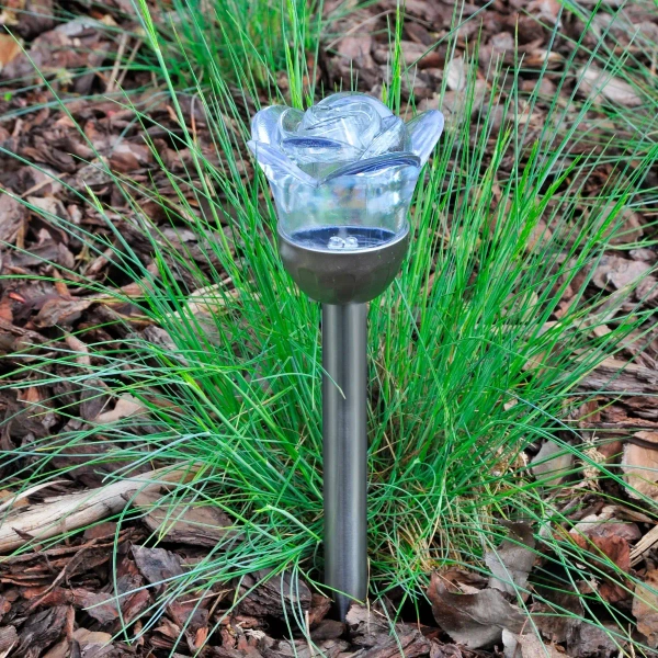 Solarna lampa wtykana ROSE 312198 RGB dekoracyjna srebrna