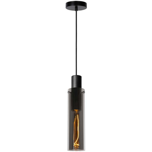Szklana lampa wisząca Orlando 74404/01/65 loftowa tuba czarna