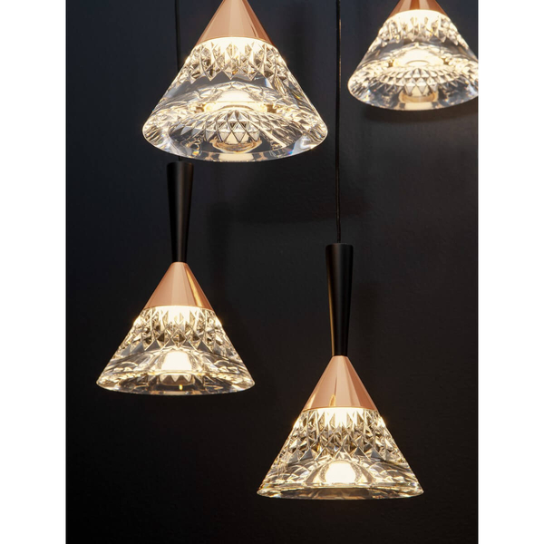 Kaskadowa lampa wisząca GUAY LE44215 LED 30W 3000K stożki czarna złota