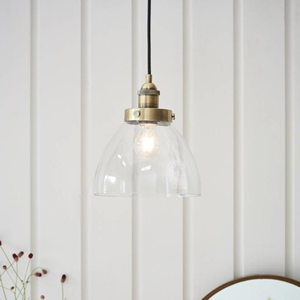 Wisząca LAMPA loftowa HANSEN 77272 Endon skandynawska OPRAWA szklany ZWIS antyczny mosiądz przezroczysty