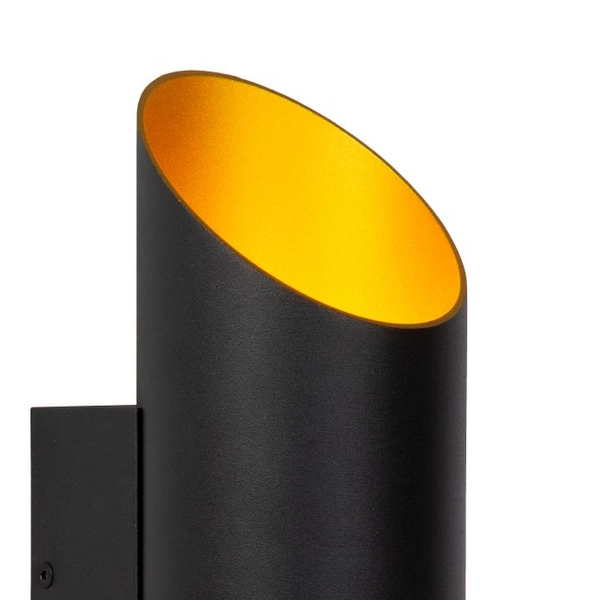 Kinkiet LAMPA ścienna QUIRIJN 09233/01/30 Lucide metalowa OPRAWA ścięta tuba czarna złota