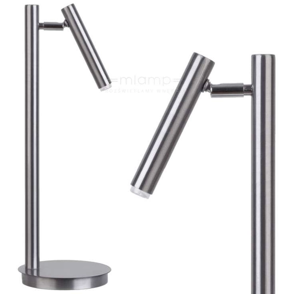Stojąca LAMPA stołowa SOPEL 50194 Sigma regulowana LAMPKA biurkowa metalowa tuba srebrna