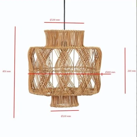 Wisząca lampa z ratanu japandi Boho ABR-LW23-BH-E27 Abruzzo IP65 beżowy