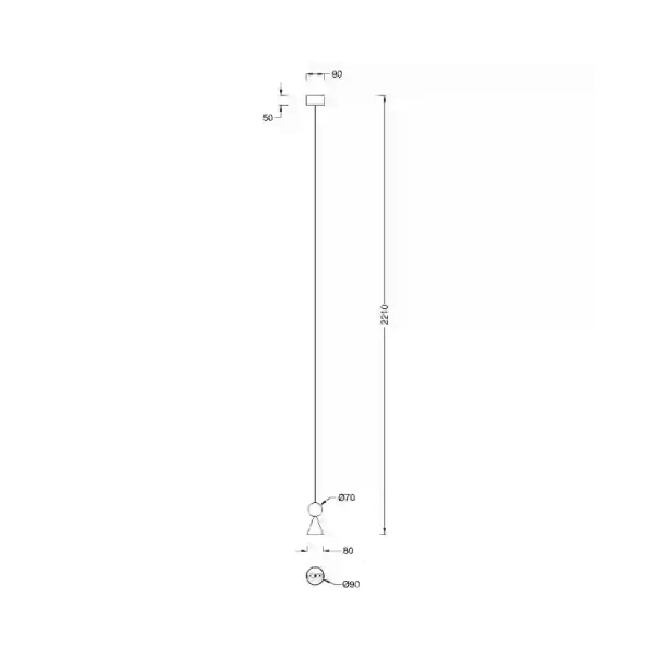 Stożkowa wisząca lampa BINGO czarna P0682 1xLED 8W 3000K kula kamień