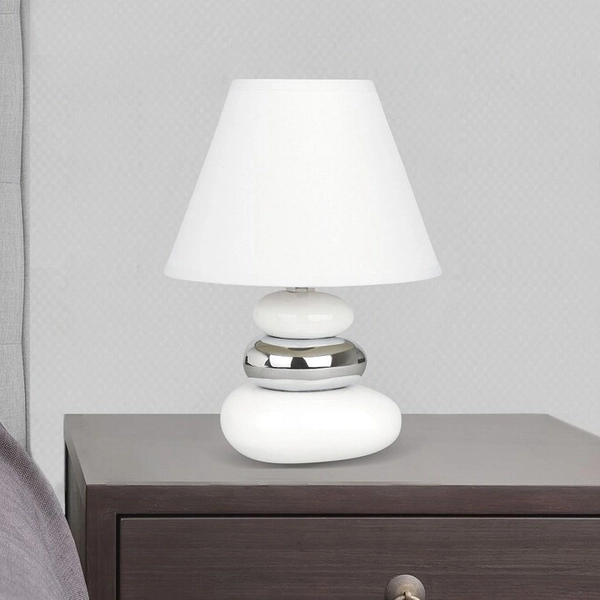 Ceramiczna lampka nocna Salem abażurowa na szafkę nocną biała