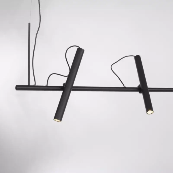 Lampa wisząca PURE-TUTUA czarna LED 28W 3000K do salonu nad stół tuby 2024-18