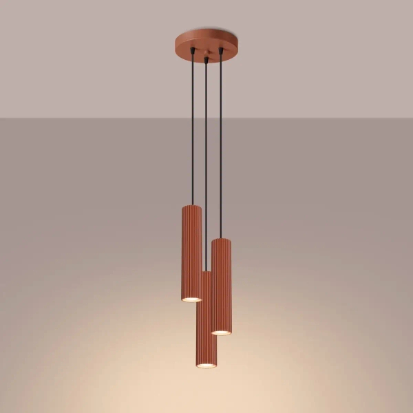 Wisząca lampa do sypialni KARBON SL.1633 potrójna tuby terakota