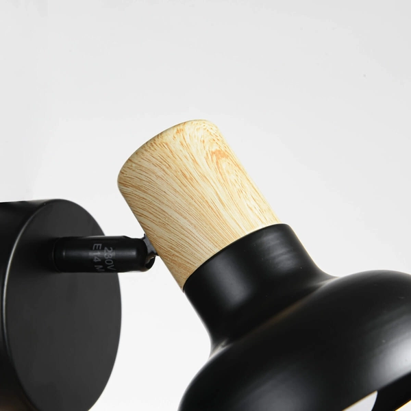 Kinkiet LAMPA ścienna Arezzo LP-1420/1W BK Light Prestige metalowa OPRAWA regulowany reflektorek drewniany czarny