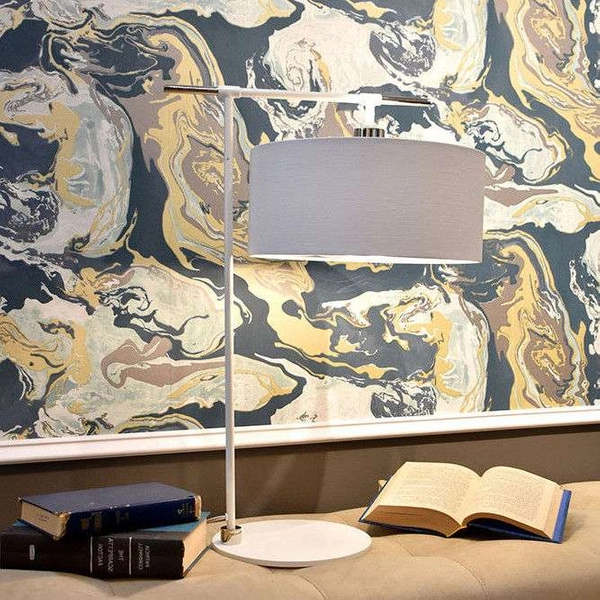 LAMPKA stołowa BALANCE BALANCE-TL-WPN Elstead metalowa LAMPA stojąca na biurko biała polerowany nikiel