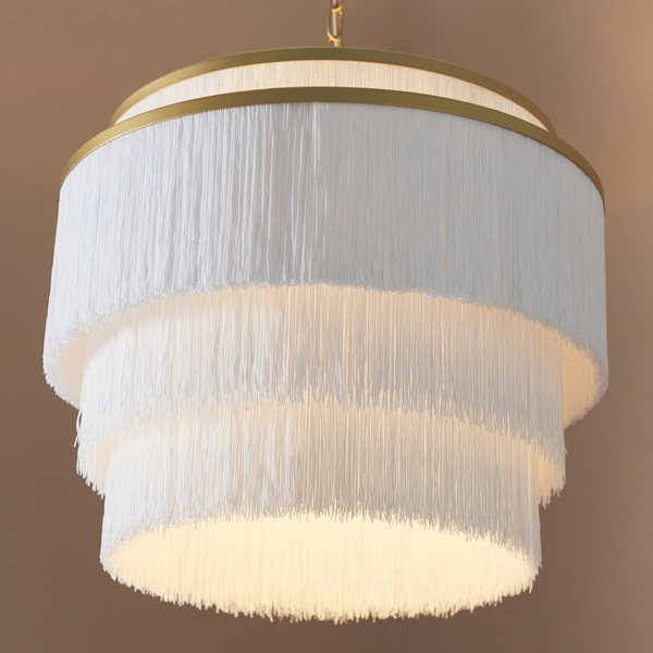 Lampa wisząca glamour L&-191532 Light& frędzle białe złota