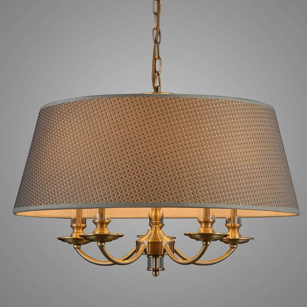 Żyrandol LAMPA wisząca ZANOBI PND-43272-5A Italux abażurowa OPRAWA zwis na łańcuchu klasyczny brąz antyczny szary