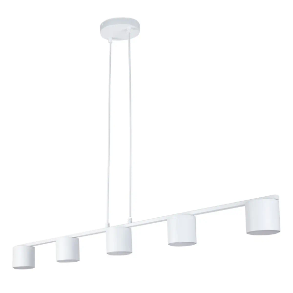 Podłużna zwisająca lampa Mila 5 41351 na belce tuby do salonu biały