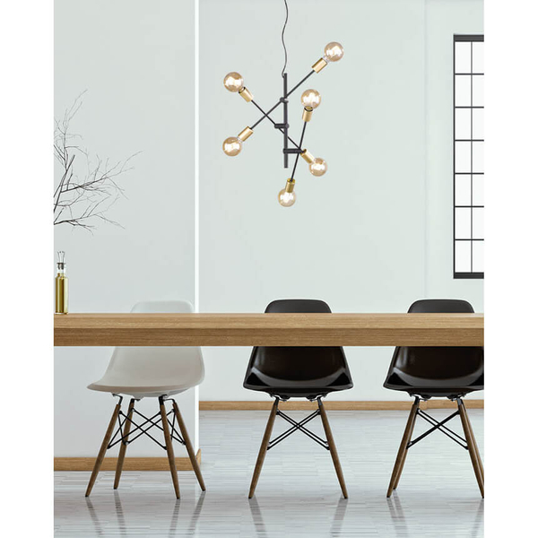 Loftowa lampa zwis CROSS 306700632 Trio regulowana do sypialni czarny złoty