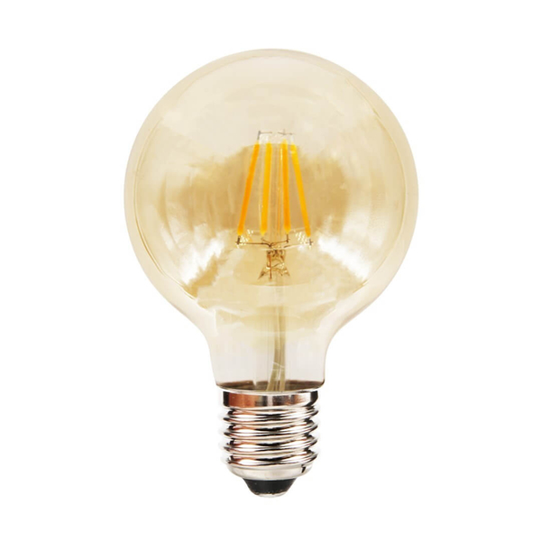 Kulista żarówka filamentowa LED 6W G80 E27 2700K bursztynowa
