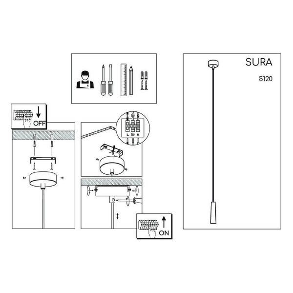 Wisząca lampa podłużna Sura 5120 Shilo tuba do gabinetu czarna