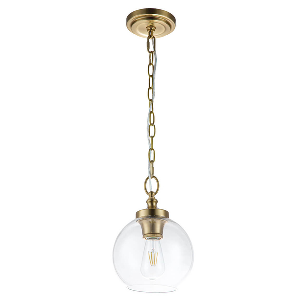 Kulista lampa wisząca Tabby FE-TABBY-P-S-BB szklana na łańcuchu mosiądz