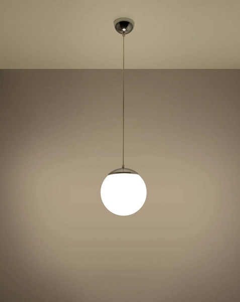 LAMPA wisząca SL.0263 szklana OPRAWA zwis kula ball chrom biała