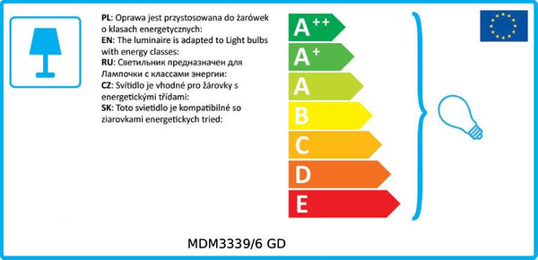 Loftowa LAMPA wisząca VEVA MDM3339/6 GD Italux industrialna OPRAWA metalowy ZWIS wysięgniki sticks złote