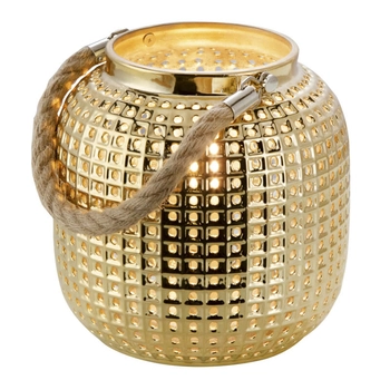 Dekoracyjna stołowa lampka Bola 50770145 ryflowana porcelana złoty