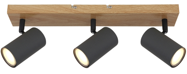 Lampa sufitowa Robby 57911-3G reflektorki grafitowe drewno