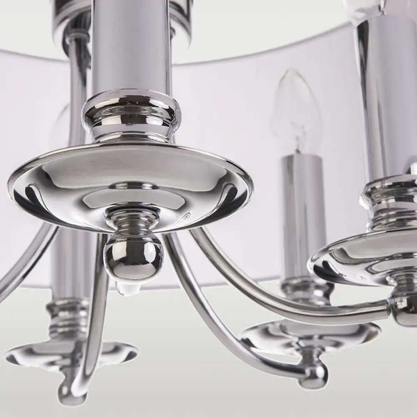 Klasyczna LAMPA wisząca ABU DHABI P05406CH-WH Cosmolight abażurowy zwis do jadalni hampton biały