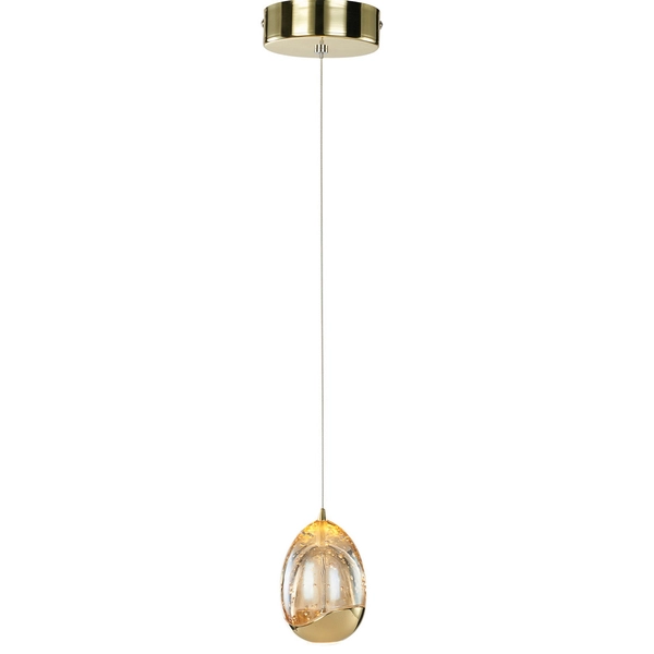 Loftowa LAMPA wisząca HUELTO PND-22112132-1A-CHPN Italux szklana OPRAWA zwis LED 4,8W 3000K kulisty złoty szampański