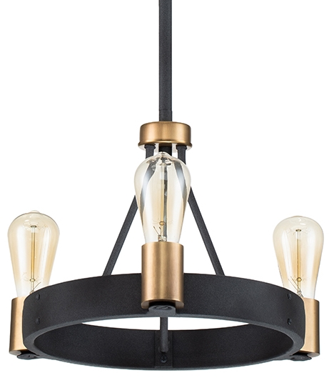 Lampa wisząca QN-SILAS-3P-DZ okrągła czarna mosiądz