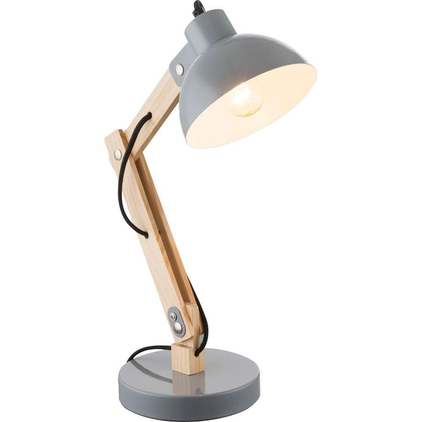 Stojąca LAMPA stołowa TONGARIRO 21503 Globo nocna LAMPKA biurkowa drewniana szara