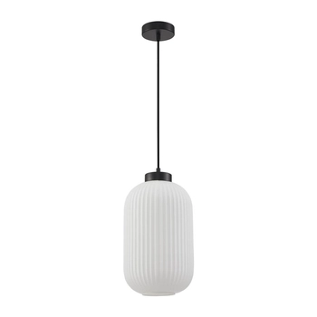 Zwisająca lampa nad stół Lindo PND-52636-1-BK Italux szkło biały czarny