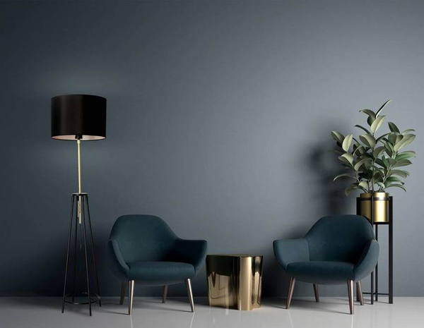 Elegancka lampa podłogowa Tegola do sypialni czarna złota