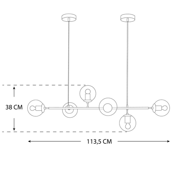 Lampa sufitowa molekuły 439 Domeno LED wielopunktowa złota
