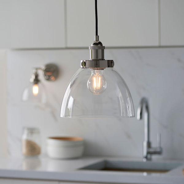 Wisząca lampa do salonu Hansen 97588 nad stół srebrny przezroczysty