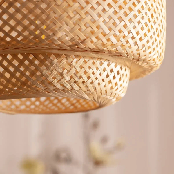 Salonowa lampa zwis Boho ABR-LW17-BH-E27 Abruzzo bambus beżowa