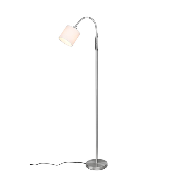Regulowana lampa podłogowa IKERIS DL001-46331 do czytania srebrny biały