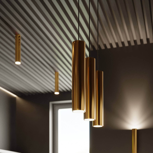 Lampa wisząca potrójna Lagos SL.1201 do salonu tuba modernistyczna złota