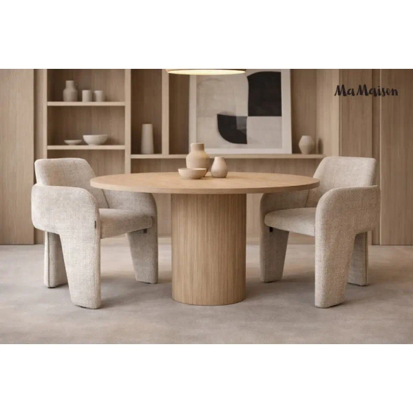Beżowe krzesło LAUREN MM001501100355 tapicerowane tkanina 45cm